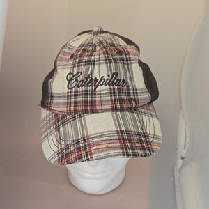 Caterpillar Black and Red Plaid Cap